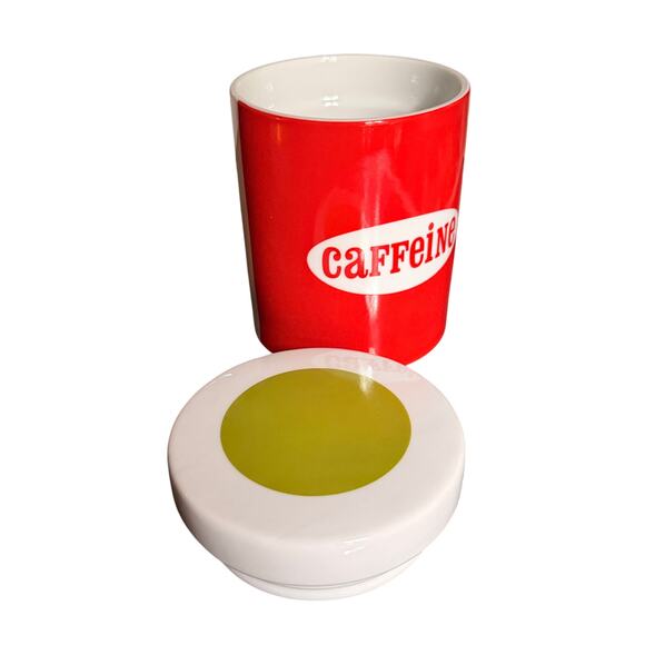 Jonathan Adler Happy Chic “Caffeine” Red & White Porcelain Canister Jar Kitchen - Picture 4 of 7
